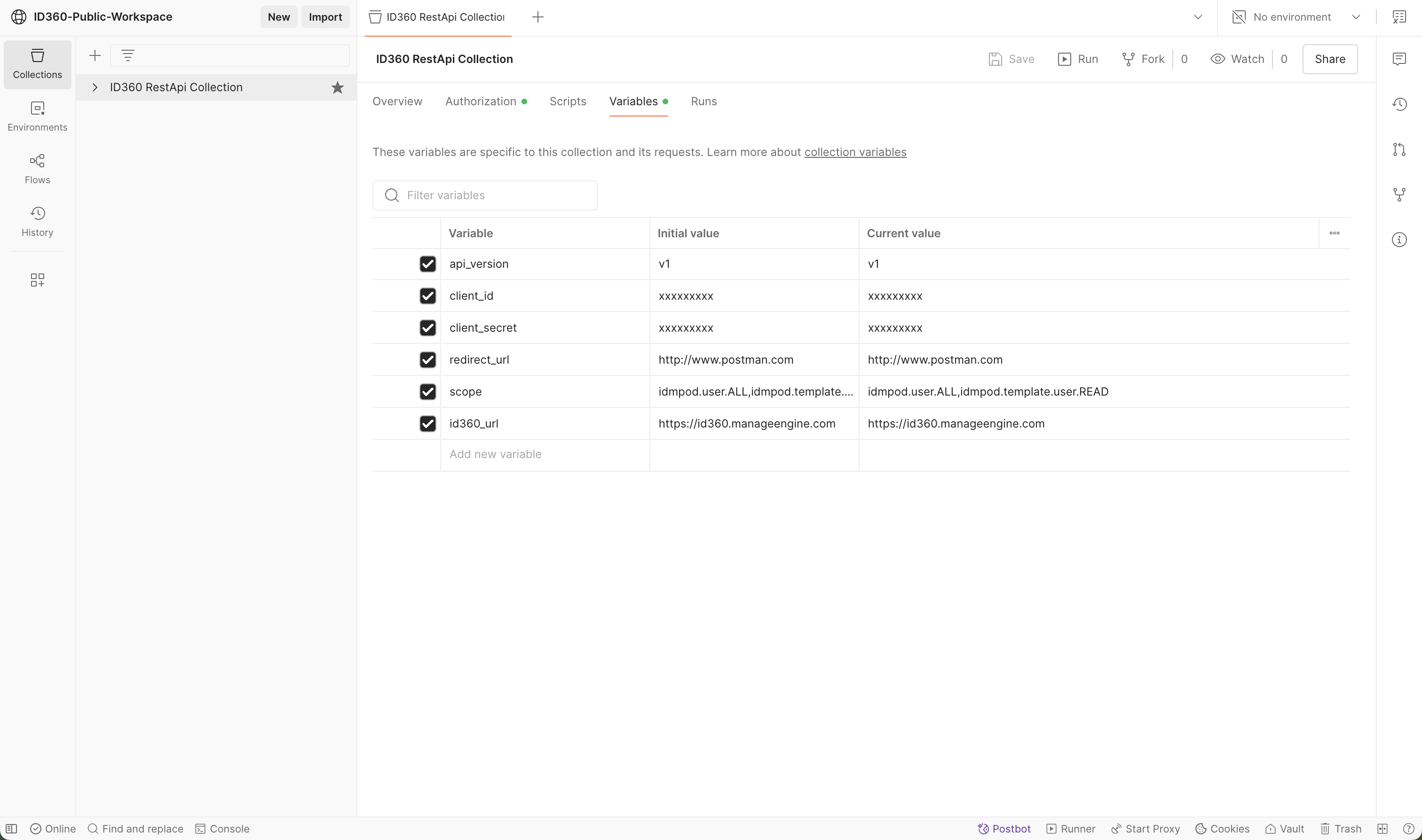ID360 REST API collection